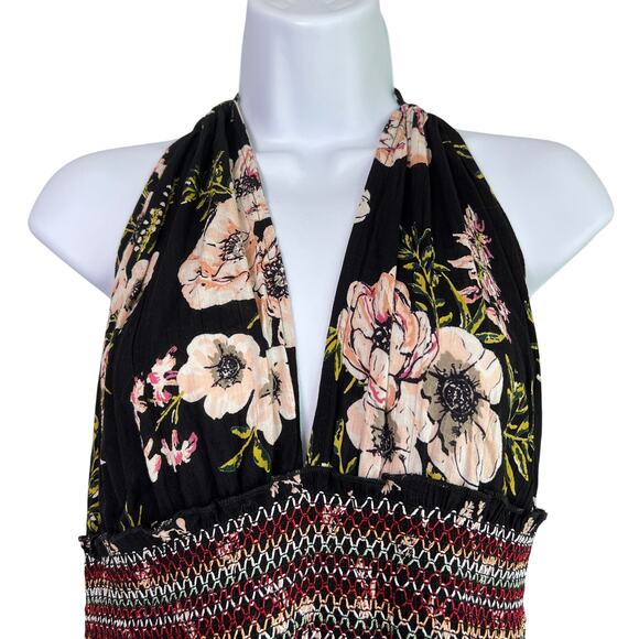 Curvy Sense Multi Floral Halter Asymmetrical Hem Maxi Dress Size 2X Boho Beach - Picture 3 of 7